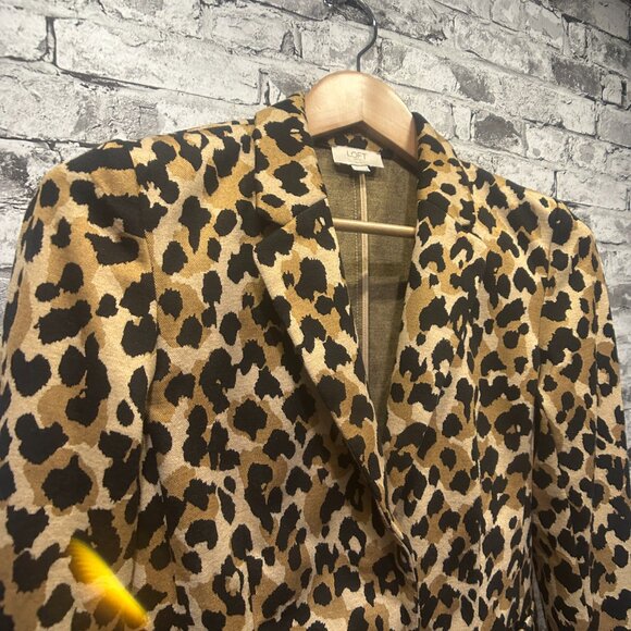 EUC LOFT Leopard One Button Blazer Jacket Women's Size Medium Petite - Picture 4 of 11